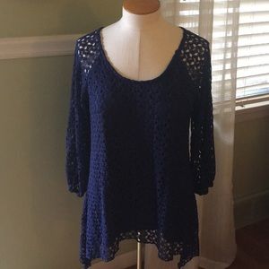 Blue crochet style tunic